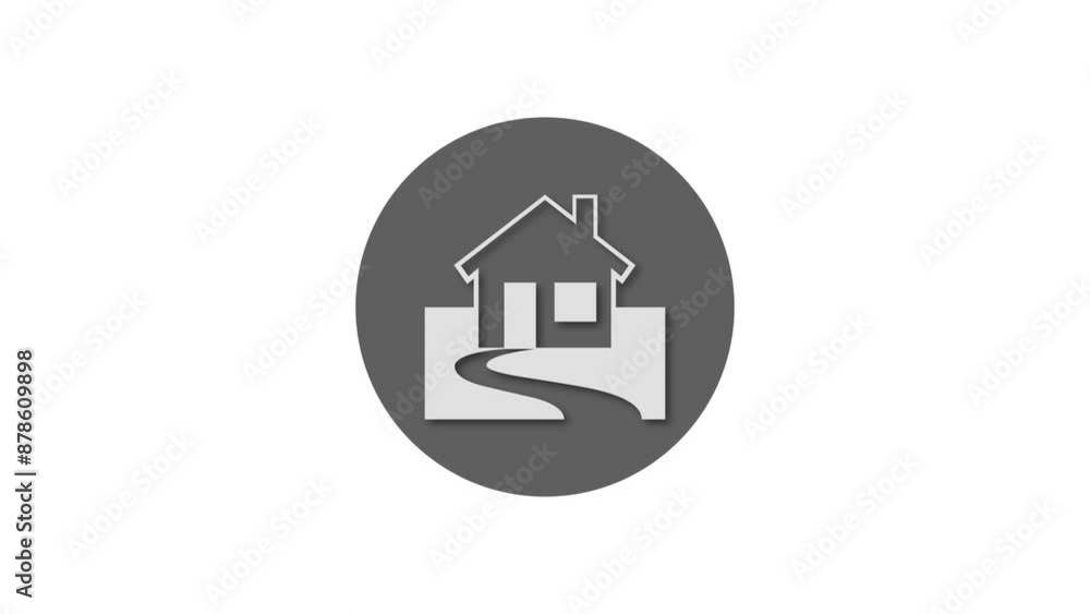 House icon black color simple shape circle animation white background House icon black color simple shape circle animation white background