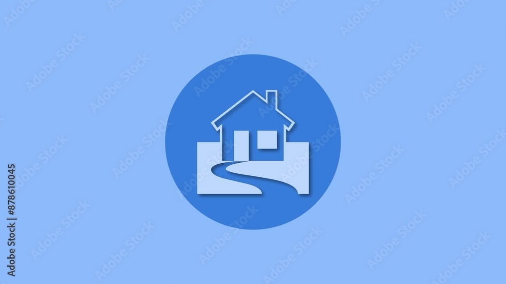 House icon blue color simple shape circle animation House icon blue color simple shape circle animation