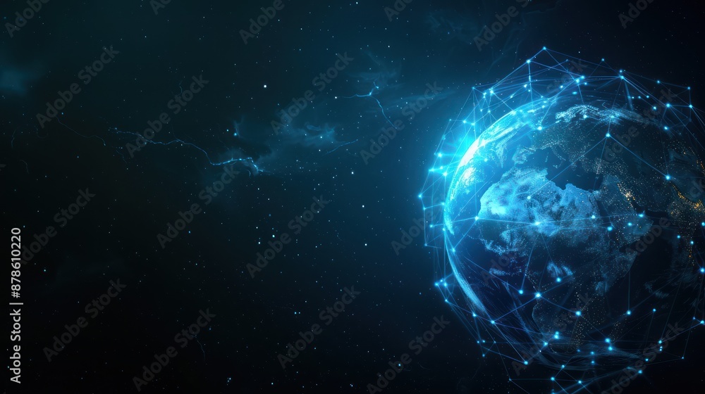 Obraz premium Digital Earth, Networked Globe Illustration