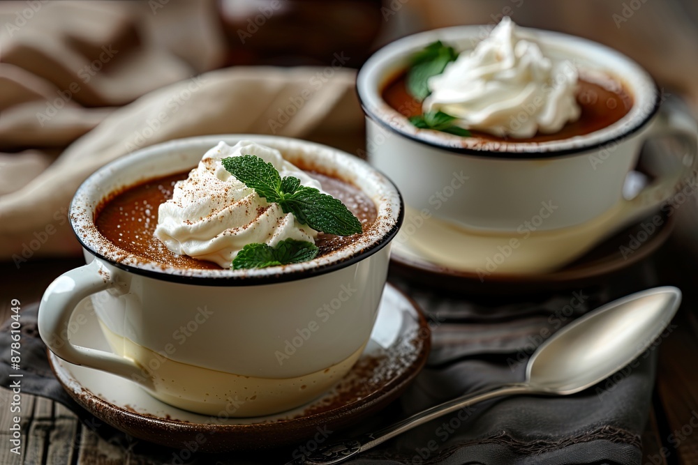Delicious Chocolate Pudding with Whipped Cream Delicious Chocolate Pudding with Whipped Cream