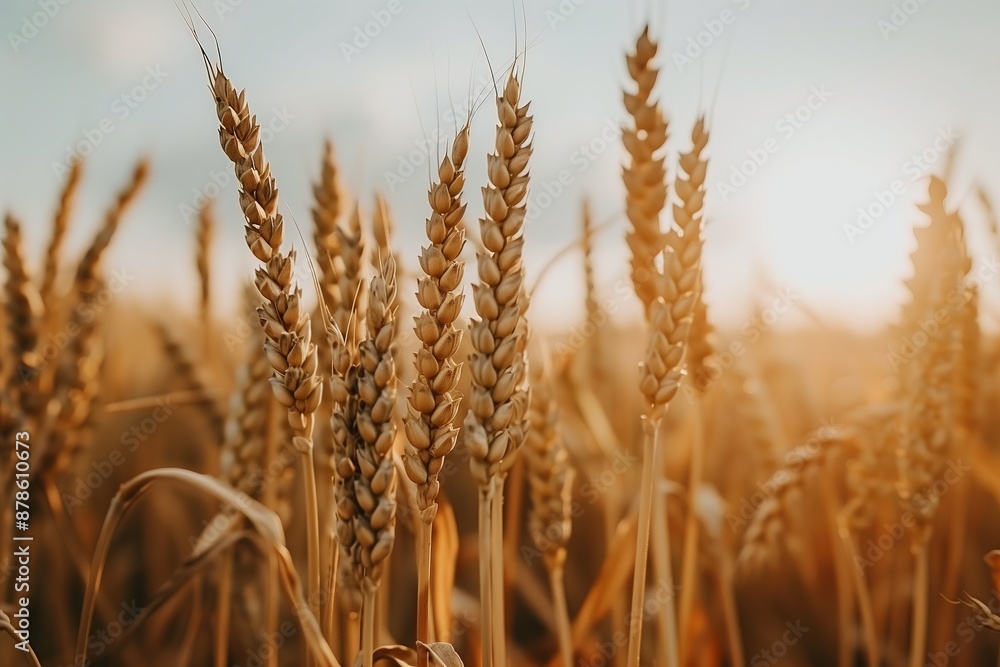 A field of golden wheat with the sun shining on it A field of golden wheat with the sun shining on it
