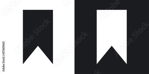 Bookmark vector icon set in solid black and white color photo