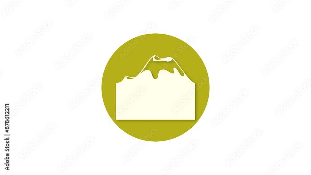 Mountain icon yellow color simple shape circle animation white background Mountain icon yellow color simple shape circle animation white background