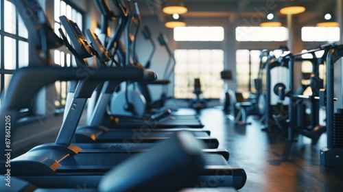 Modern Fitness Center with Treadmills and Equipment