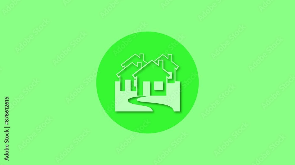 Neighbourhood home icon green color simple shape circle animation Neighbourhood home icon green color simple shape circle animation