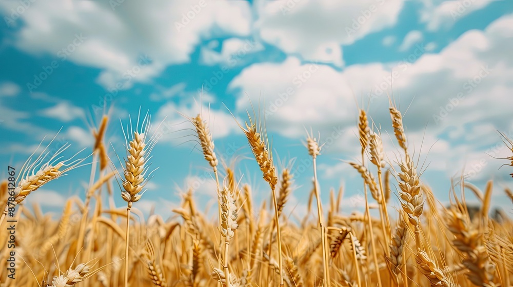 Golden Wheat Field Under a Sunny Sky Golden Wheat Field Under a Sunny Sky