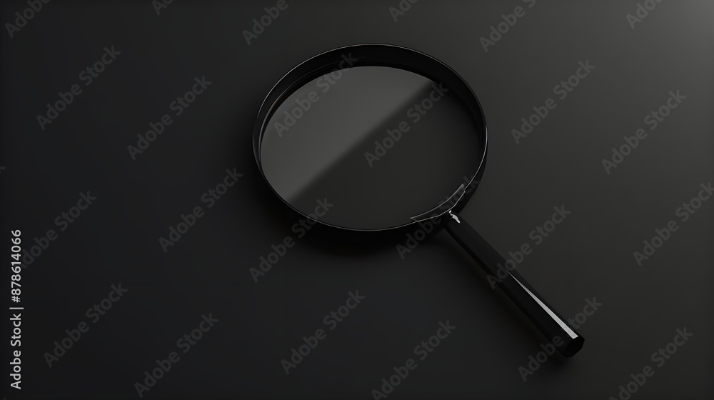 Black Magnifying Glass on a Dark Surface Black Magnifying Glass on a Dark Surface