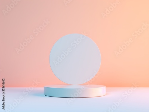 Minimalistic white mockup platform on pastel background, ideal for product presentation, branding, and display design.