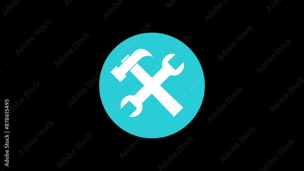 Tool icon cyan color simple shape circle animation black background Tool icon cyan color simple shape circle animation black background