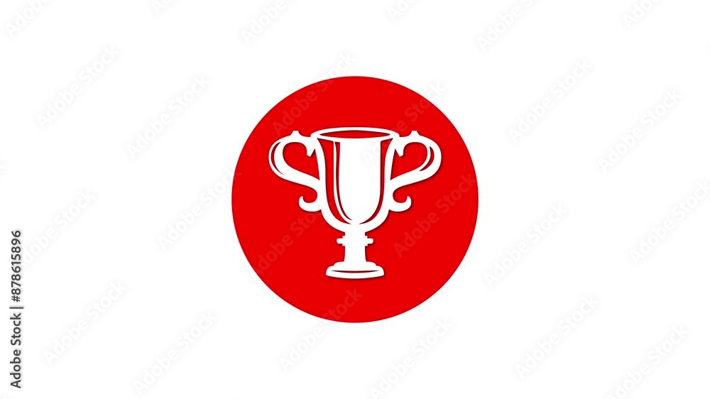 Trophy icon red color simple shape circle animation white background Trophy icon red color simple shape circle animation white background