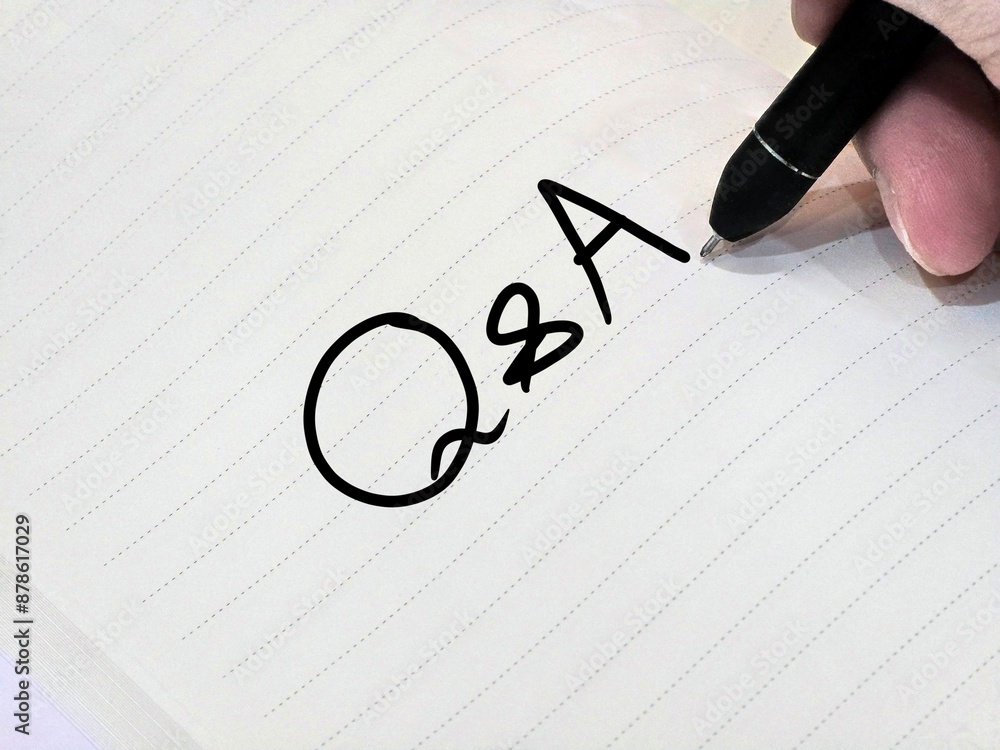 Fototapeta premium Write Text on Notebook Concept, writing Question and Answer text on notebook