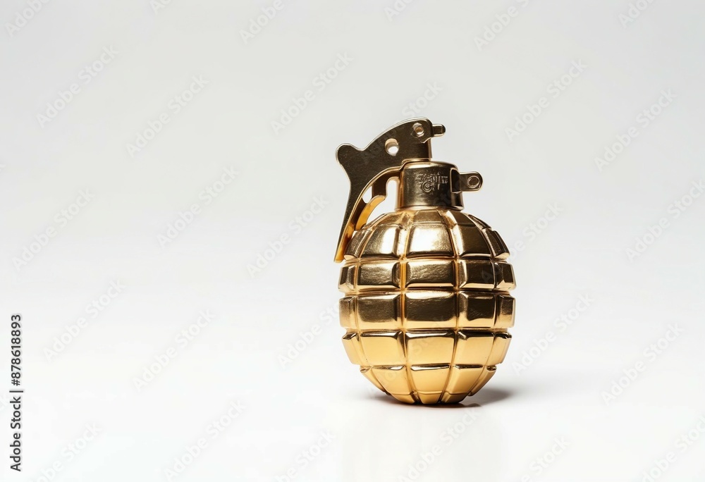Fototapeta premium gold-plated grenade, isolated white background 