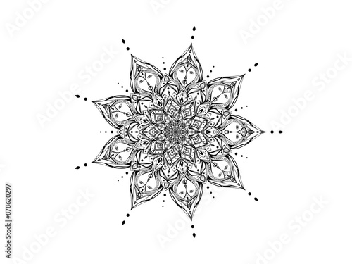 Obraz na płótnie Round Mandala with evil eyes on white background. w salonie