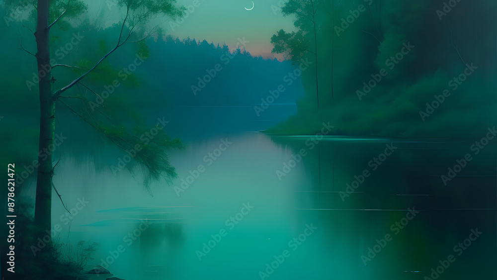A painting titled Ethereal Emerald Twilight fear A painting titled Ethereal Emerald Twilight fear