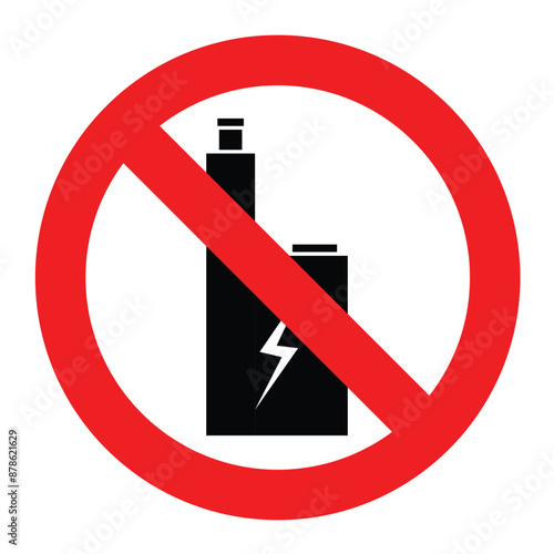 no vaping sign no smoking warning with electric cigarettes, prohibition and health risk illustration