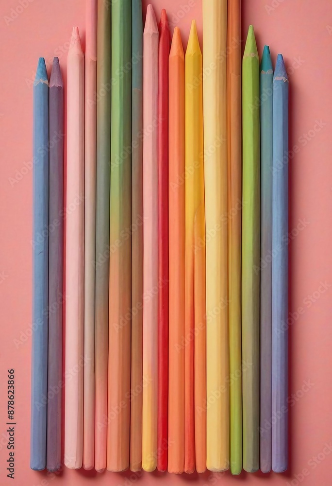 colored crayons lined up side by side, ad shot colored crayons lined up side by side, ad shot