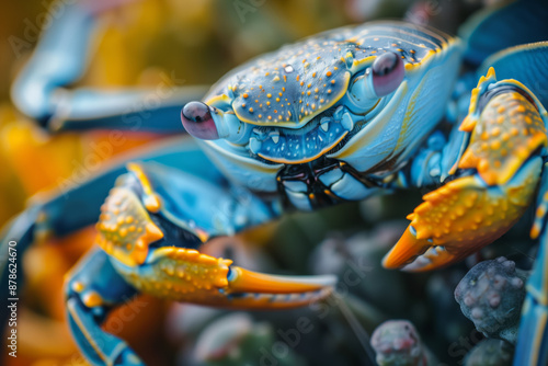 Colorful Blue Crab Close-Up