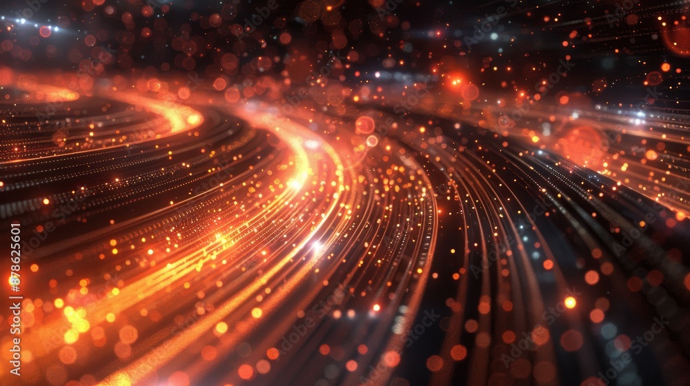 A dynamic 3D illustration of data packets moving through a network, with visualizations of data transfer and communication processes. A dynamic 3D illustration of data packets moving through a network, with visualizations of data transfer and communication processes.