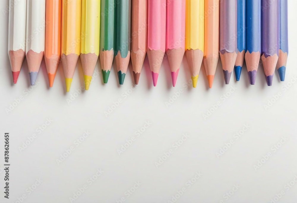 colored crayons lined up side by side, ad shot colored crayons lined up side by side, ad shot
