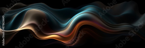 An artwork features abstract waves with vivid colors and elegant patterns, showcasing creativity and harmony