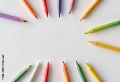 colored crayons lined up side by side, ad shot