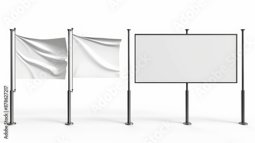 Wallpaper Mural Blank Flags and Billboard Mockup. Torontodigital.ca