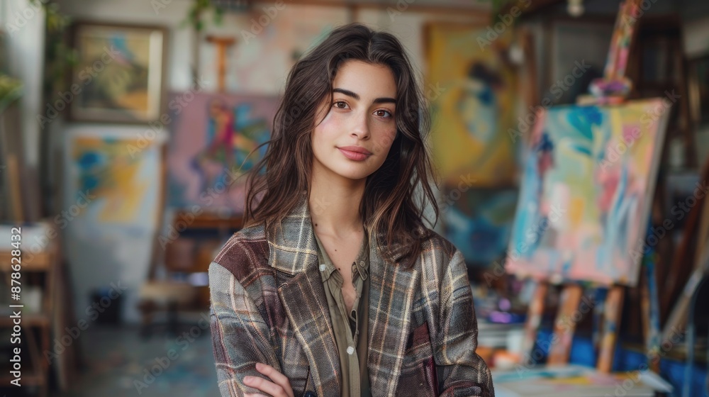 Confident Young Female Artist in Creative Studio Space Confident Young Female Artist in Creative Studio Space