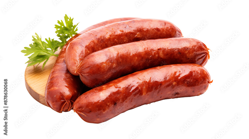Delicious smoked sausage transparent background. Delicious smoked sausage transparent background.