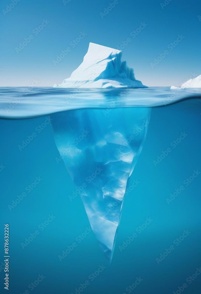Fototapeta premium the small part of the iceberg visible on the surface of the water and the huge part visible underwater, personal development concept, ad shot. 