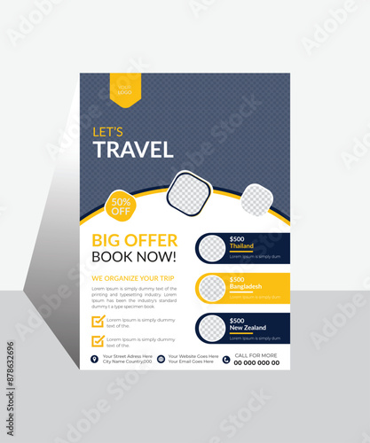 Travel Flyer Template, travel flyer design template, tour flyer, Modern Travel Flyer Template Design for travel agency, travel flyer template with abstract background