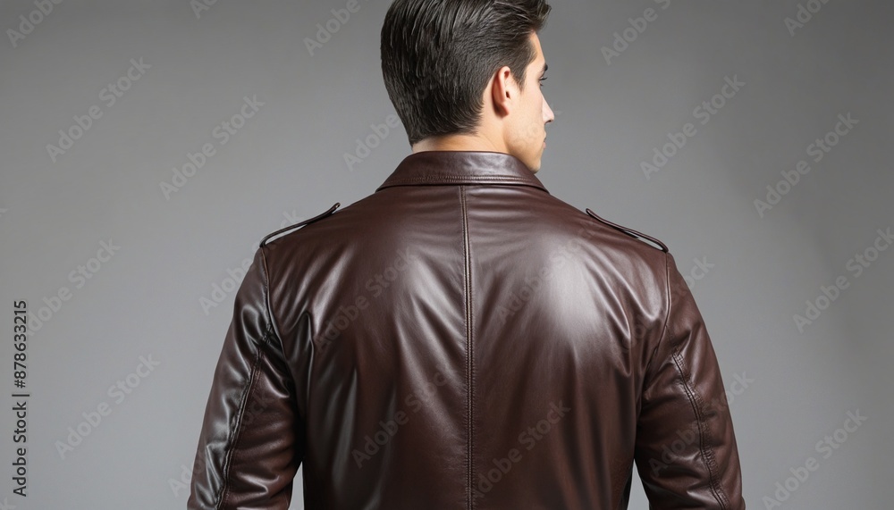 Stylish Latino man in casual black clothing walking away with a back view