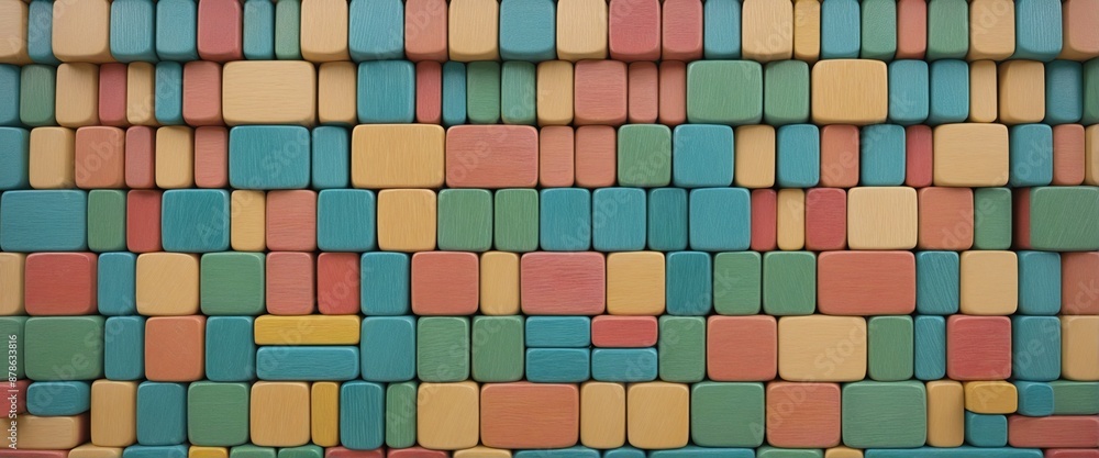Vibrant wood blocks organized in a stylish layout Vibrant wood blocks organized in a stylish layout