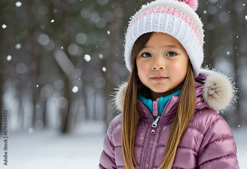 Adorable children in trendy winter attire standing in a fun cartoon style vector illustration on a white isolated background Adorable children in trendy winter attire standing in a fun cartoon style vector illustration on a white isolated background