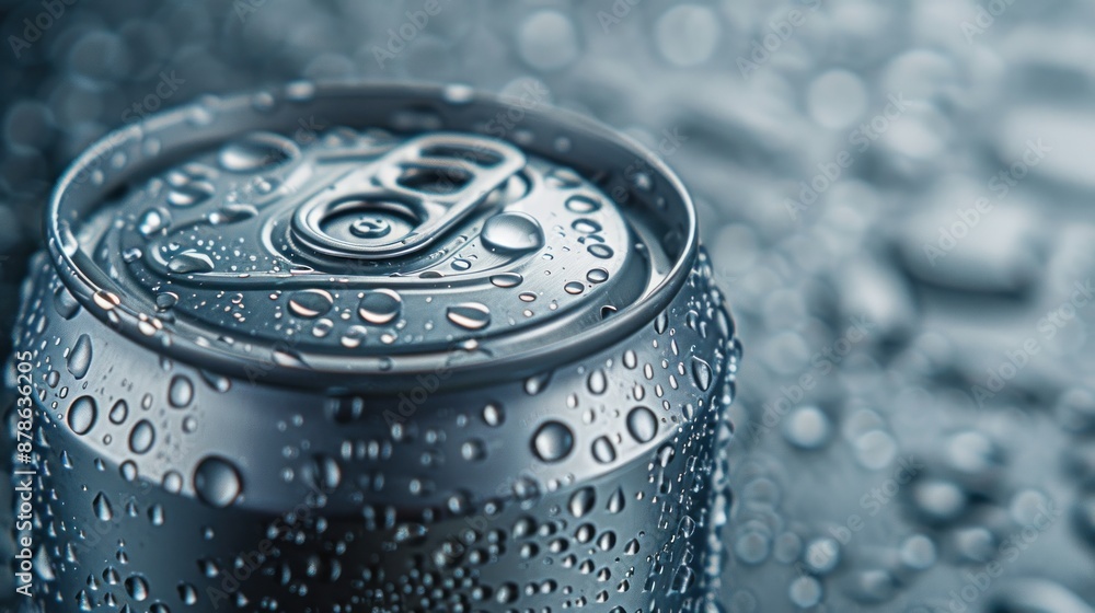 Water drops on an aluminium can mockup template isolated Water drops on an aluminium can mockup template isolated