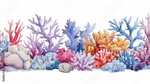 A vibrant watercolor scene showing coral bleaching