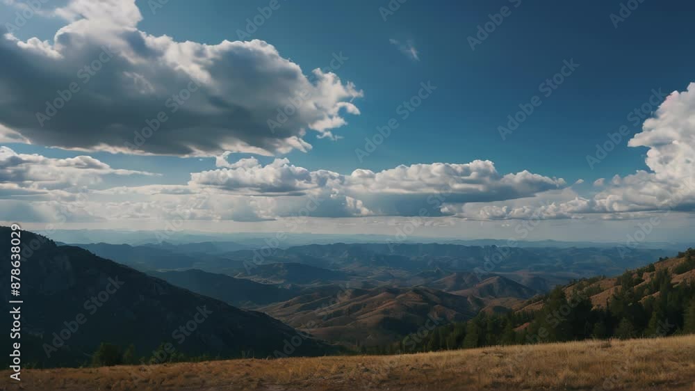 Landscape with beautiful sky, clouds and mountains in the background.
Landscape with beautiful sky, clouds and mountains in the background.