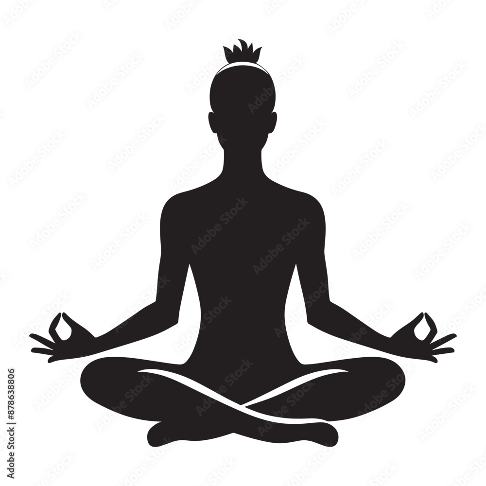 Yoga meditation silhouette vector illustration on white background Yoga meditation silhouette vector illustration on white background