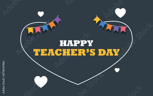 happy teachers day vector illustration with school equipment for poster, brochure, banner and greeting card