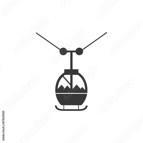 minimalist logo or symbol aerial tramway black color only