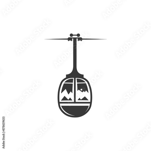 minimalist logo or symbol aerial tramway black color only