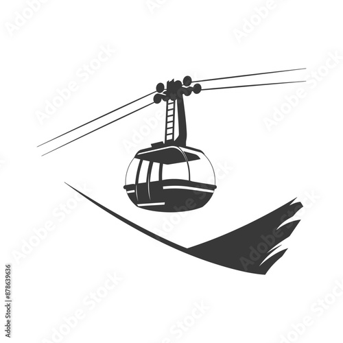 minimalist logo or symbol aerial tramway black color only