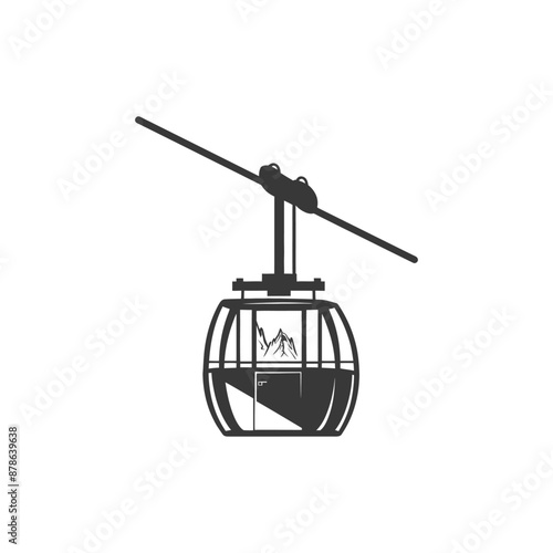 minimalist logo or symbol aerial tramway black color only