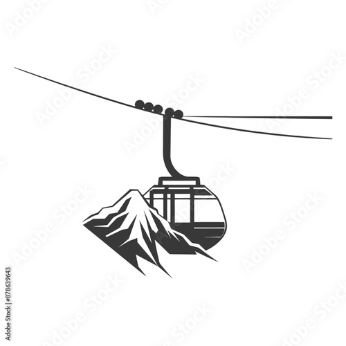 minimalist logo or symbol aerial tramway black color only