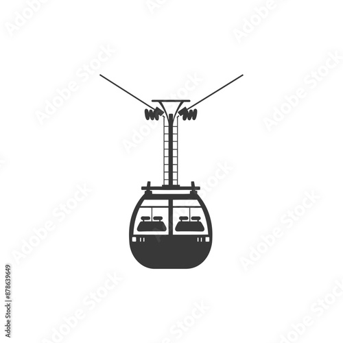 minimalist logo or symbol aerial tramway black color only