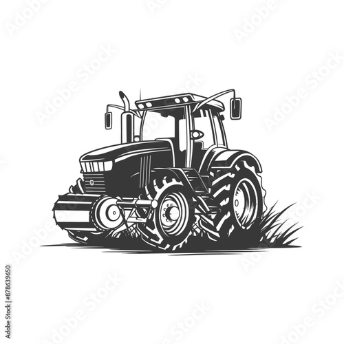 minimalist logo or symbol agricultural machine black color only