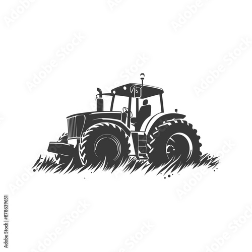 minimalist logo or symbol agricultural machine black color only