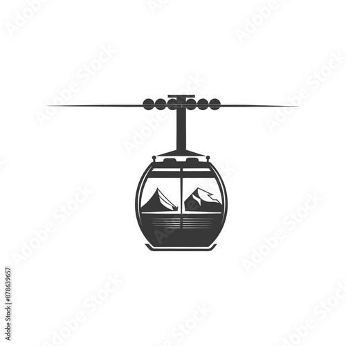minimalist logo or symbol aerial tramway black color only