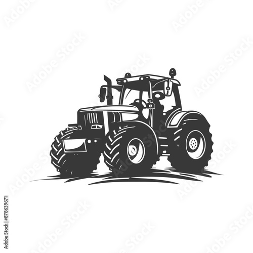minimalist logo or symbol agricultural machine black color only
