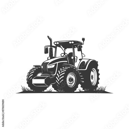 minimalist logo or symbol agricultural machine black color only