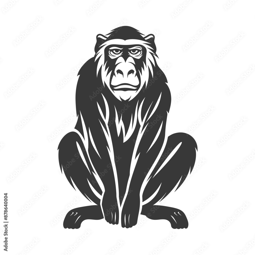 Obraz premium minimalist logo or symbol baboon animal black color only